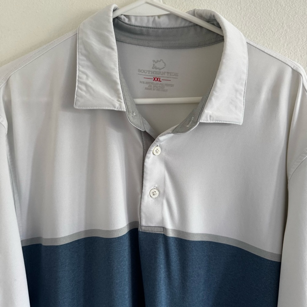 Southern Tide Blue and White Polo Shirt Size XXL - Picture 2 of 6